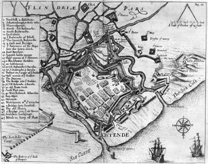 Ostende, Francis Vere (1560-1609), pub. William Dillingham, 1657 (gravür) by English School