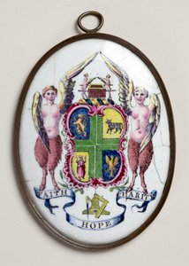 Masonlar rozetini (emaye) gösteren oval plak by English School