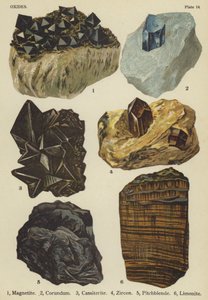 Oksitler, manyetit, korund, kasiterit, zirkon, pitchblende, limonit (renkli lito) by English School