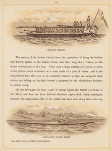 The Boats of the World kitabından bir sayfa, 19. yüzyıl sonu (renkli taş baskı) by English School