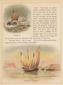 The Boats of the World kitabından bir sayfa, 19. yüzyıl sonu (renkli taş baskı) by English School
