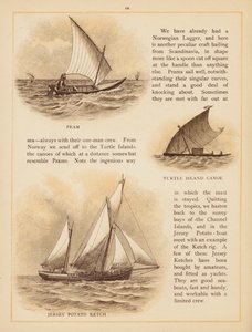 The Boats of the World kitabından bir sayfa, 19. yüzyıl sonu (renkli taş baskı) by English School