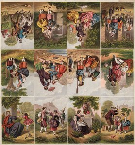 Viktorya dönemi baskılı artıkları sayfası (renkli gravür) by English School