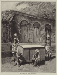 Palanquin ve taşıyıcılar (gravür) by English School