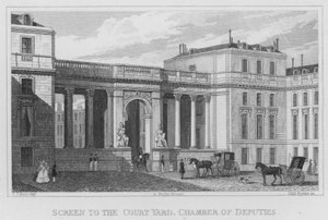 Paris, Avluya Ekran, Temsilciler Meclisi (gravür) by English School