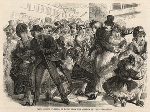 Paris kalabalığı Cuirassiers suçlamasından panikten kaçıyor by English School