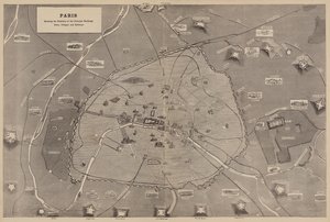 Paris, Başlıca Binaların, Kalelerin, Köylerin ve Demiryollarının Konumlarını gösteren (gravür) by English School