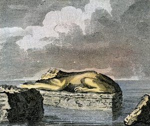Canopus antik kenti kalıntılarında bulunan bir Mısır Sfenksi parçası by English School