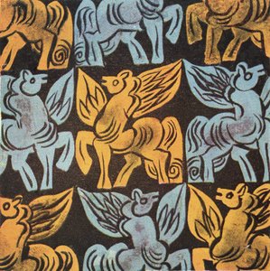 Pegasus tasarımı, muhtemelen Sanat ve El Sanatları Hareketi (kağıt üzerine mürekkep) by English School