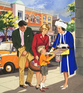 Gördüğünüz Kişiler: Bayrak Satıcısı (kağıt üzerine guaj boya) by English School