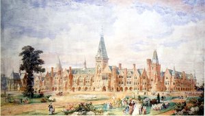 Bir okul veya kolej için perspektif tasarımı, c.1865 by English School