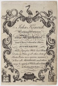 Pewterer, John Kenrick, ticari kart by English School