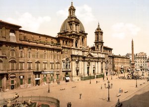 Piazza Navona, Roma (el ile renklendirilmiş fotoğraf) by English School