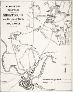 Shrewsbury Savaşı Planı, 21 Temmuz 1403, William Hickman Smith Aubrey (1858-1916) tarafından 