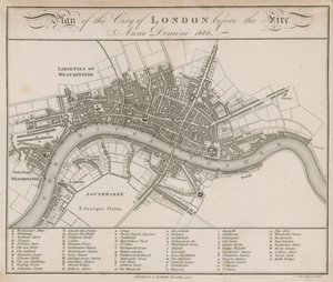 1666 yangınından önce Londra Şehri Planı by English School
