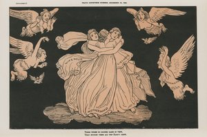 Siyasi karikatür (renkli taş baskı) by English School