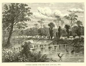 Prah üzerindeki Pontoon Köprüsü, Ocak 1874 by English School