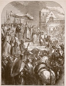 Clermont pazarında Birinci Haçlı Seferi vaazı veren Papa II. Urban, 1096, Cassells Illustrated History of England