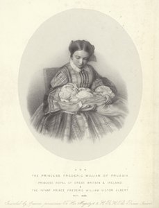 Victoria, Prenses Royal, oğlu Frederick William Victor Albert ile portresi by English School