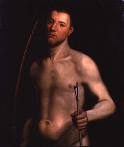 Bir Adamın Portresi, Aziz Sebastian, c.1554-60 (panelde yağlı boya) by English School