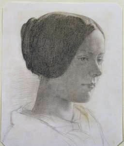 Saçları Topuzlu Genç Bir Kadının Portresi, 1840 dolayları (kağıt üzerinde renkli tebeşirler)