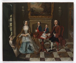Roubel ailesi olduğu düşünülen bir iç mekanda bir ailenin portresi, 1750