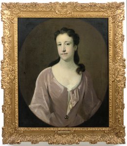 Bir bayanın portresi. geleneksel olarak Bayan Dorothy Smith, nee Barret-Lennard olarak tanımlanır by English School