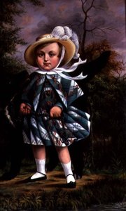 Siyah köpekli çocuk portresi, c.1830 by English School