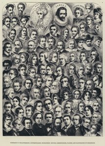 Egemenlerin, Çağdaşların, Biyografların, Editörlerin, Yorumcuların, Oyuncuların ve Shakspeare İllüstratörlerinin Portreleri (gravür) by English School