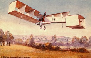 Santos-Dumont 14-bis uçağını gösteren kartpostal, c. 1910 by English School