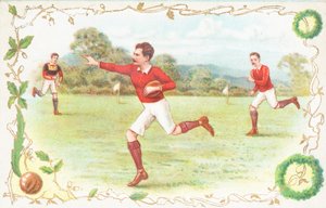Ragbi oynayan erkeklerle kartpostal by English School