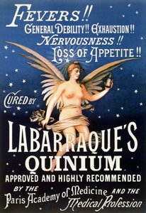 Poster reklamı Labarraques Quinium, ateş, genel halsizlik, bitkinlik, sinirlilik, iştahsızlık için kininli ilaç, 1889