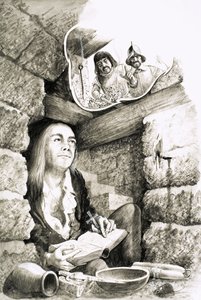 Protestan Kraliçe Elizabeth I döneminde yaratılan rahip delikleri by English School