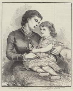 Prenses Alice ve kızı (gravür) by English School