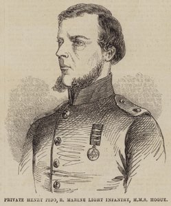Özel Henry Fido, Kraliyet Deniz Hafif Piyade, HMS Hogue (gravür) by English School