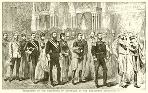1888 Melbourne Sergisinde Avustralya Valilerinin Alayı by English School