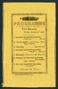 Valletta Gymnasium Programı, 3 Ocak 1896 (baskı) by English School
