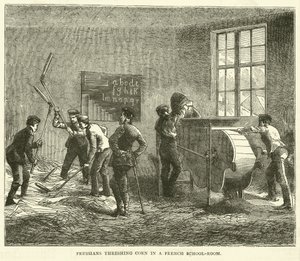 Bir Fransız okul odasında mısır harmanlayan Prusyalılar, Eylül 1870 by English School