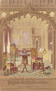 Pugins Gothic Furniture, Augustus Charles Pugin (1762-1832), R. Ackermann tarafından yayınlandı, 1827 by English School