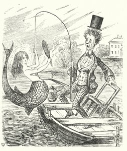 Yumruk karikatür: bir deniz kızı yakalayan balıkçı (gravür) by English School
