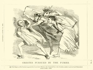 John Bright: Furies Tarafından Takip Edilen Orestes ile ilgili yumruk karikatür by English School
