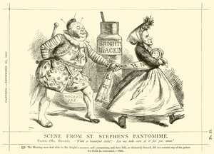 John Bright ile ilgili yumruk karikatür: Aziz Stephen Pandomiminden Sahne, 30 Aralık 1865 (gravür) by English School