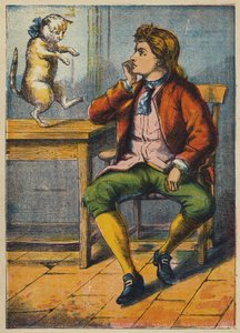 Değirmencinin Oğlunu Teselli Eden Kedi (renkli taş) by English School