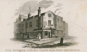 Pye Powder Court, Cloth Fair, West Smithfield, Sign of the Hand ve Shears halk evinde düzenlendi by English School