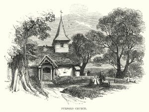 Pyrford Kilisesi (gravür) by English School