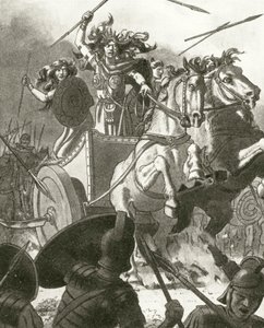 Kraliçe Boadicea arabasında (lito) by English School