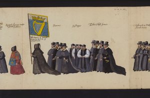 Kraliçe I. Elizabeth'in Cenaze Alayı (renkli gravür) by English School