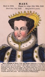Kraliçe Mary I (renkli gravür) by English School