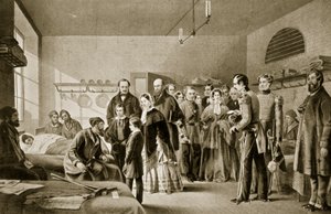 Kraliçe Victoria yaralıları ziyaret ediyor by English School