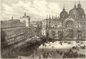 İtalyan birliklerinin St Marks Katedrali önünde karşılanması by English School